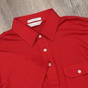 Vintage Christian Dior Polo Shirt Mens Large Red Embroidered Logo